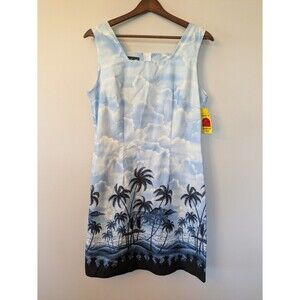 Vtg Shannon Marie Hawaiian Dress Tropical Sky Resort Island Vacation Large NWT